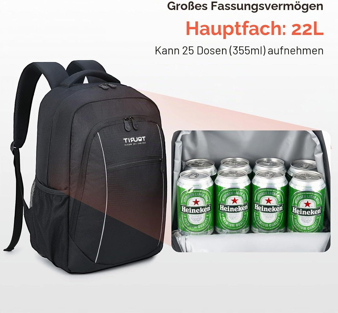 TOURIT kühlrucksack 22L, kühl Rucksack Kühltasche Wasserdichter Isolierter Thermo Rucksack für Männe