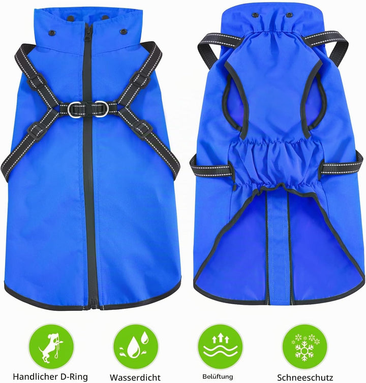 Mosucoirl Hunde Regenmantel Wasserdichter Hunde Kapuzenpullover Reflektierender Hund Regenmantel mit