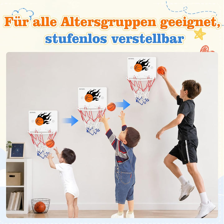 DEWEL Mini Basketballkorb Set, Basketball Korb Indoor für Kinder, Basketball Korb im Zimmer Wandmont