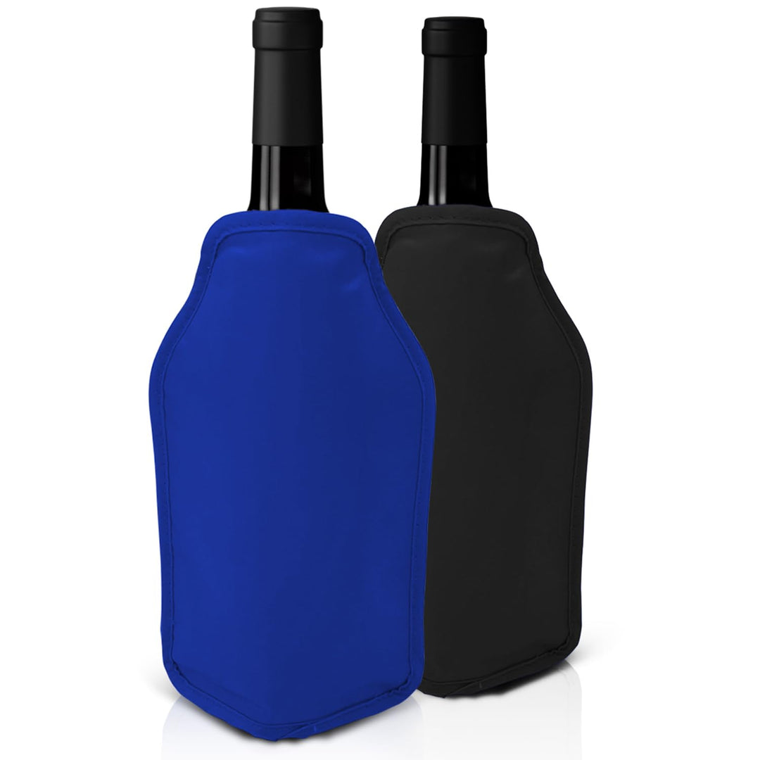 2er-Set Weinkühler und Sektkühler Hülle Manschetten - Schwarz & Blau - Perfekt zum Kühlen von Wein-