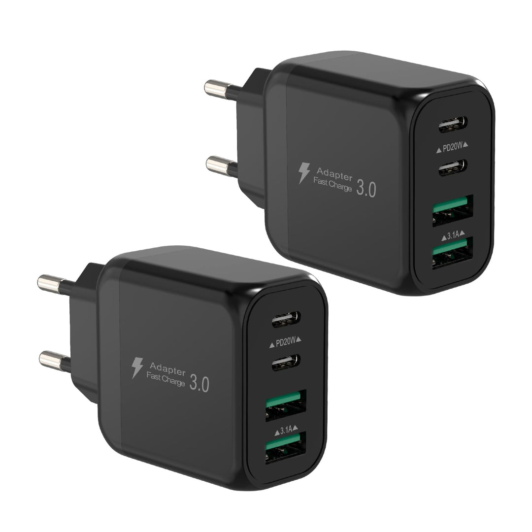 40W USB C Ladegerät, Gcstnn Schnellladegerät 2-Pack 4 Port PD3.0 QC3.0 USB C Ladestecker für iPhone