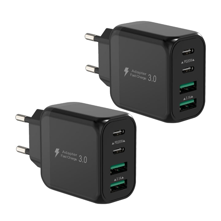 40W USB C Ladegerät, Gcstnn Schnellladegerät 2-Pack 4 Port PD3.0 QC3.0 USB C Ladestecker für iPhone
