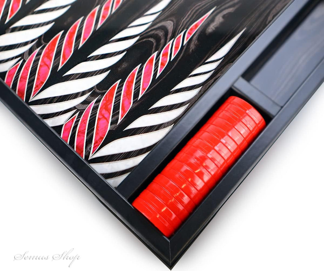 Luxus Trendy Backgammon Tavla XXL Tavla mit Polyester Spielsteine/Schwarz
