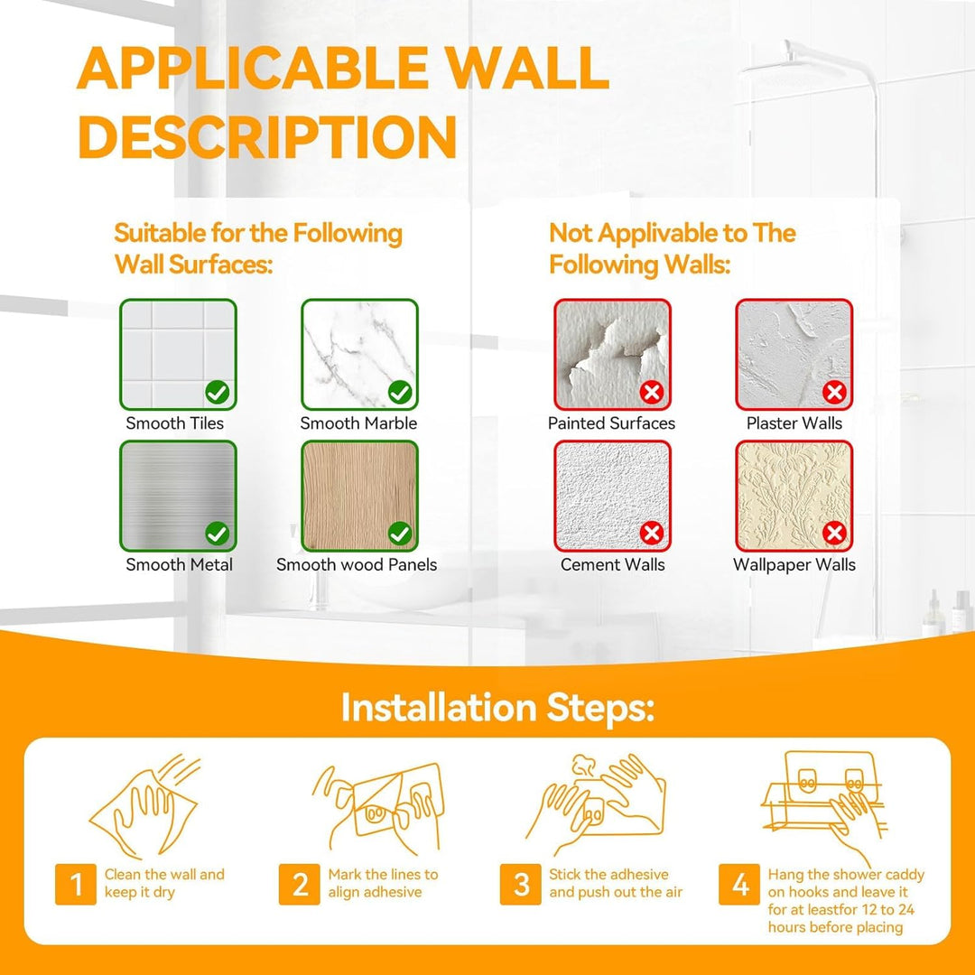 [2 Stück] Duschablage Ohne Bohren Ecke, Langlebige Edelstahl Rostfreies Badezimmer Organizer Regal g