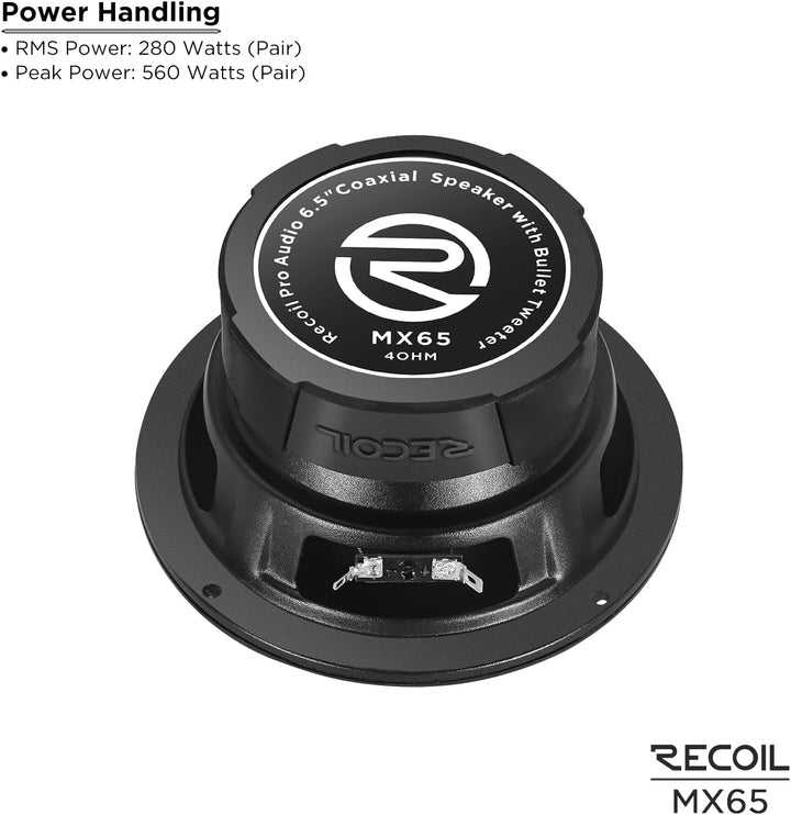 RECOIL MX65 Paar 6,5 Zoll （16,5 cm 2-Wege Pro Audio Mitteltöner Koaxiallautsprecher mit eingebauten