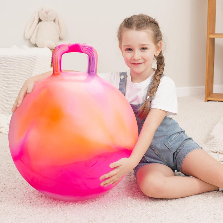 U&C Planet 45cm Hüpfball Sprungball mit Griff, 100 KG belastbar Space Hopper mit Luftpumpe Spielzeug