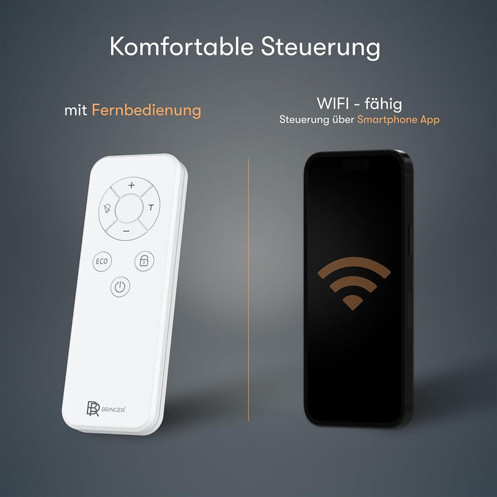 BR Bringer Metall Infrarotheizung 450 Watt mit Smart Thermostat und Fernbedienung, WIFI und App - al
