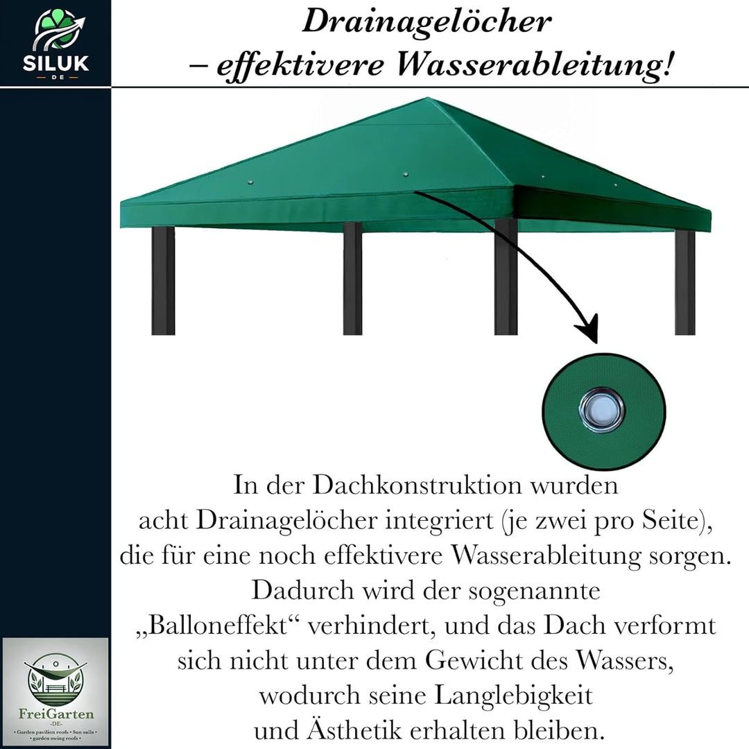 freigarten.de Modell 2 Ersatzdach für Gartenpavillon, 3 x 3 m, wasserdicht, Material Panama, aus wei