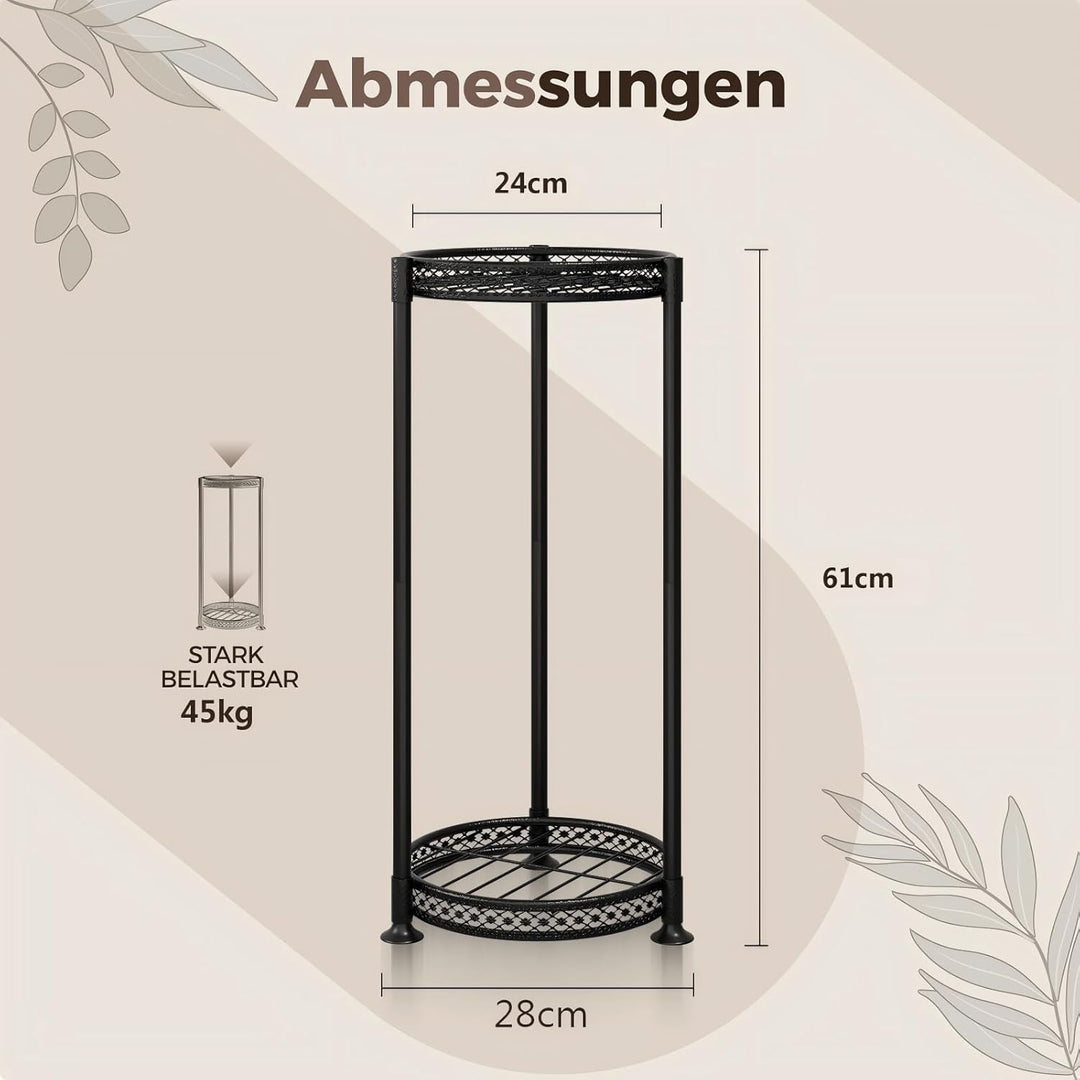 Bamworld Blumenständer Hoch Schwarz – Pflanzenständer aus Metall für Balkon & Wohnzimmer – Elegantes