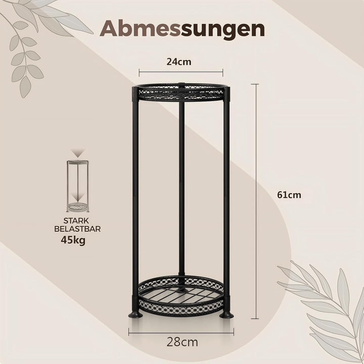 Bamworld Blumenständer Hoch Schwarz – Pflanzenständer aus Metall für Balkon & Wohnzimmer – Elegantes