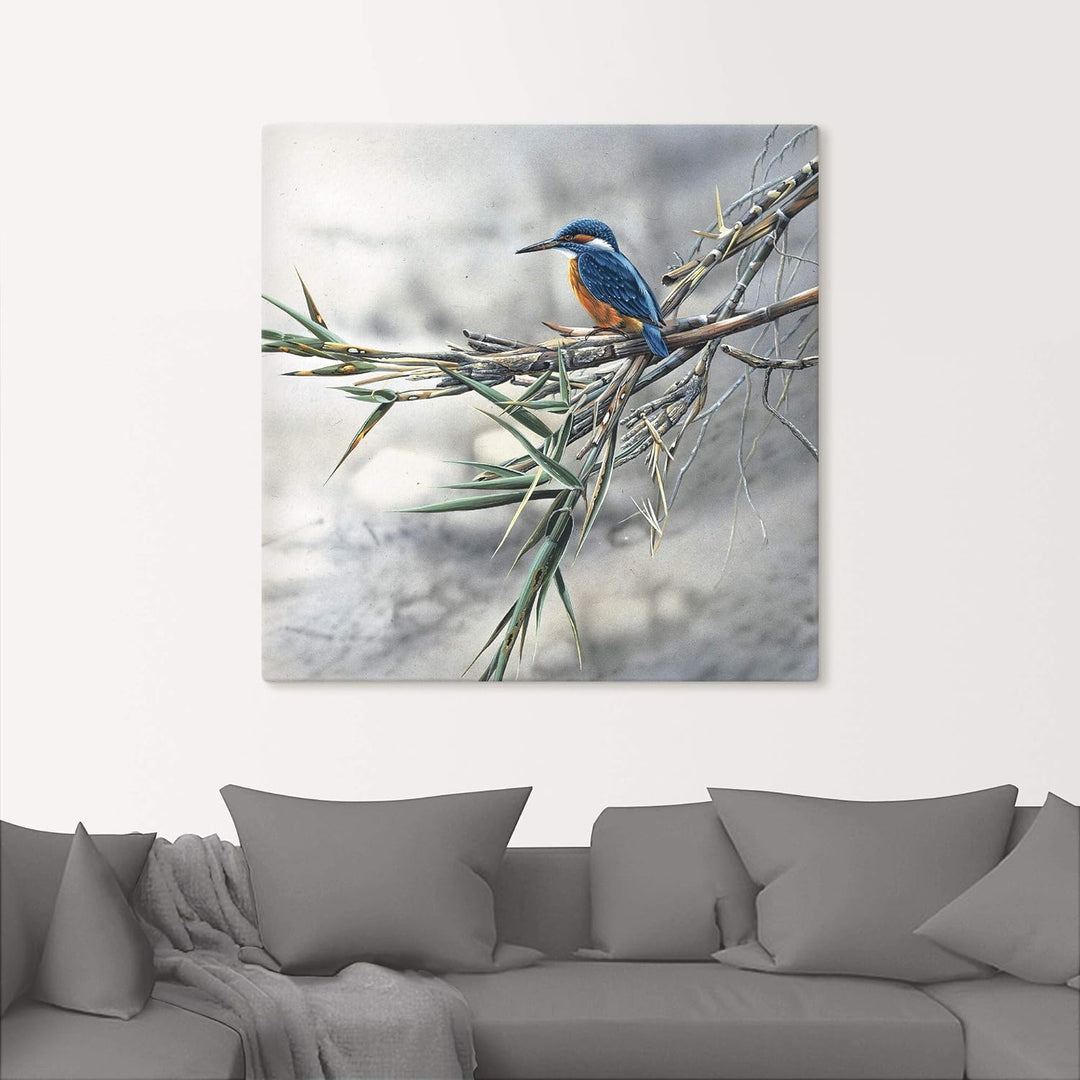ARTland Leinwandbilder Wandbild Bild auf Leinwand 50x50 cm Wanddeko Eisvogel Tiere Vögel Natur Lands