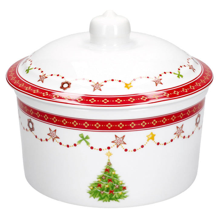 MamboCat Weihnachtstraum Gebäckdose mit Deckel I 960ml I runde Keksbox mit Weihnachtsdekor I Vorrats