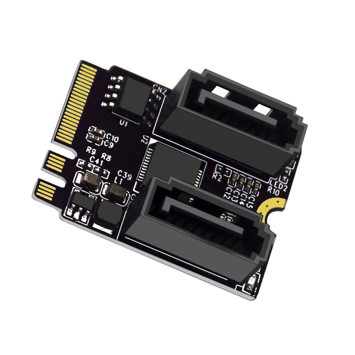 NFHK NGFF Key A+E PCI Express auf SATA 3.0 6Gbps Dual Ports Adapter Konverter Festplattenverlängerun