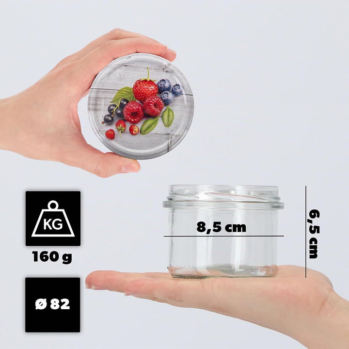 KADAX 20er Set Marmeladengläser 235ml TO82 Himbeeren, Einmachgläser Vorratsgläser Mason Jar mit Schr