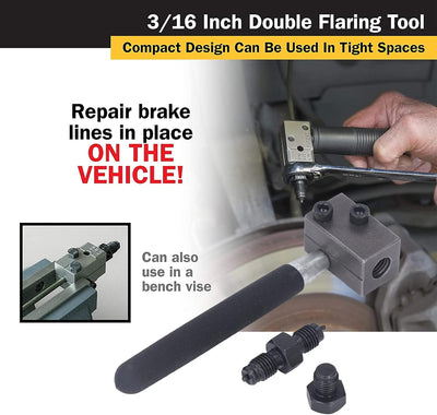 Tbest 3/16-Zoll-Bremsleitungs-Bördelwerkzeug, Bremsleitungsrohr aus Kohlenstoffstahl, Doppeltes Börd