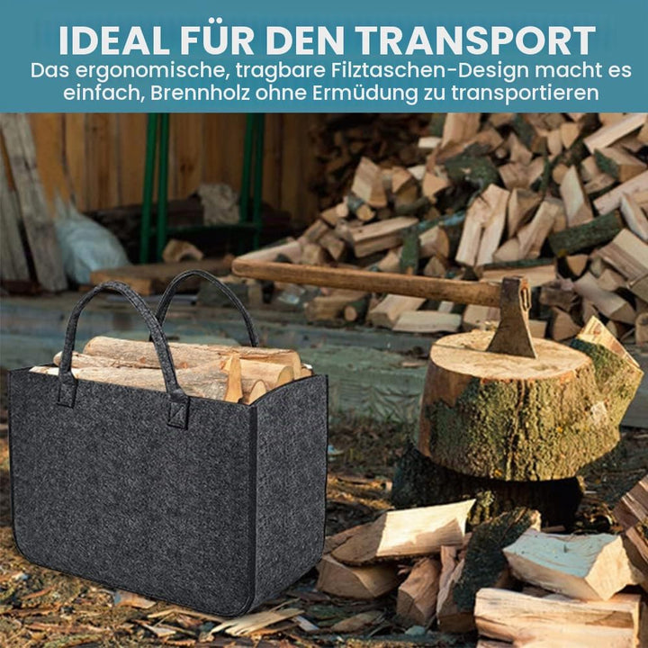 2 Stück Filztasche Kaminholztasche aus Filz Kaminholzkorb Filztaschen Einkaufskorb Brennholzkorb für