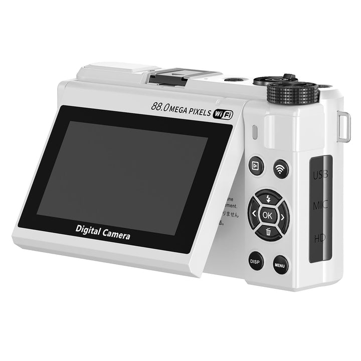 8K Digitalkamera für Fotografie, WiFi 88MP Vlogging -Kameras mit 3 "180 ° Flip -Bildschirm, Autofoku