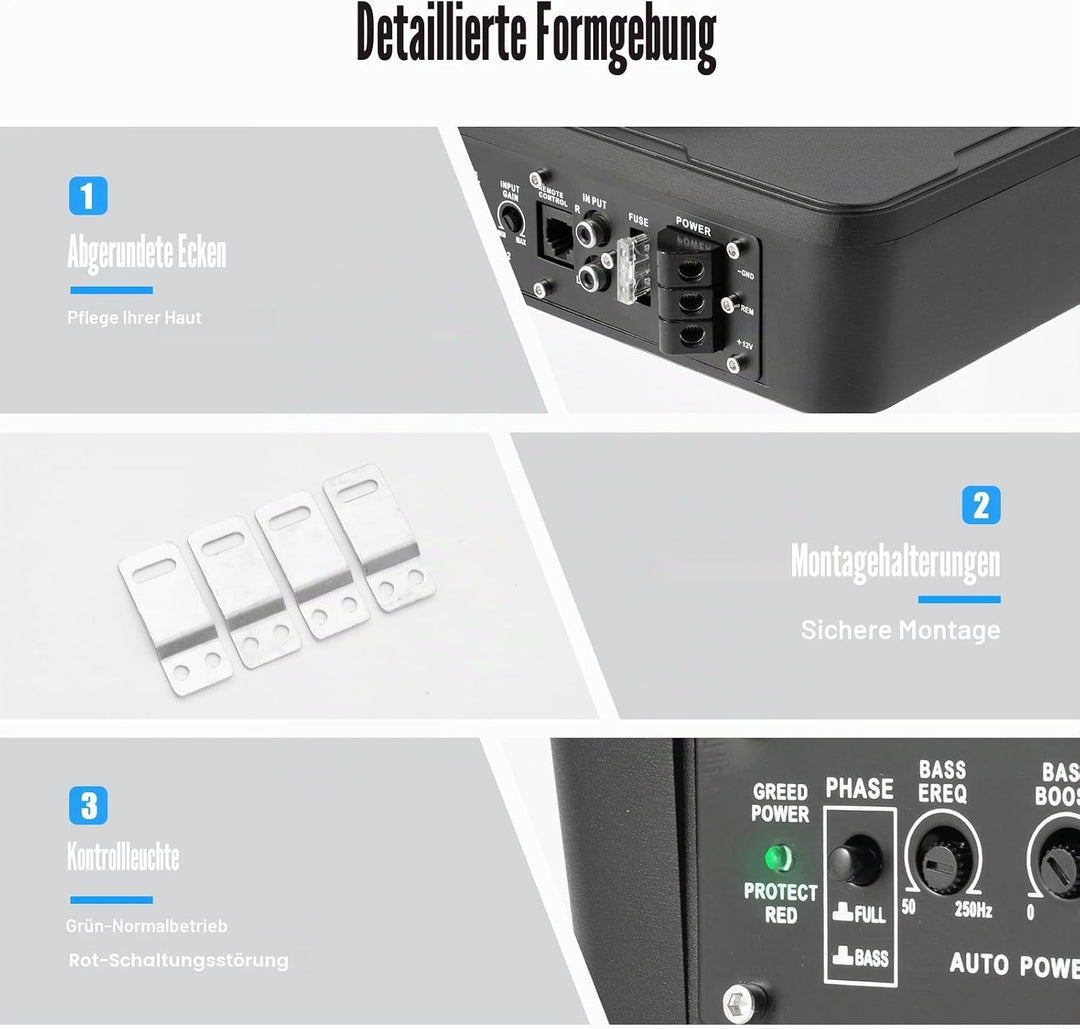 200W Auto Subwoofer Untersitz Aktiv Subwoofer, 8 Zoll Aktiv-Subwoofer für Auto, Unterbausubwoofer Se