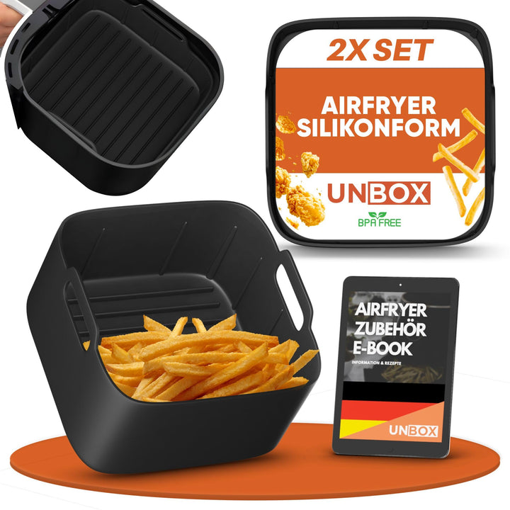 UNBOX 2PCS Silikonform Heissluftfritteuse für Philips XL 6,2L, 21cm Air Fryer Silikon Einsatz kompat