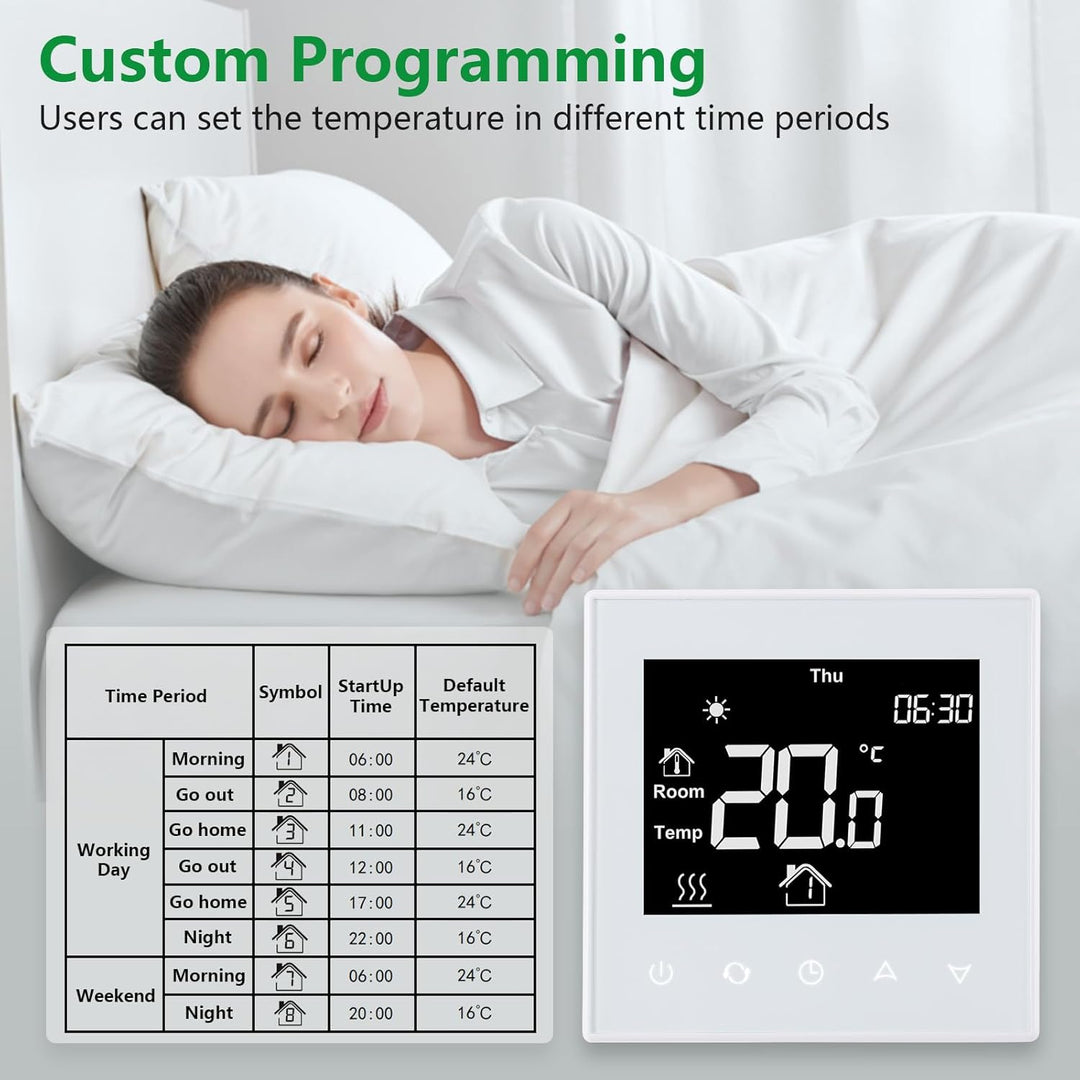 Wengart Digital Thermostat für Elektrische Fussbodenheizung Heizsysteme WG505,Unterputz Programmierb