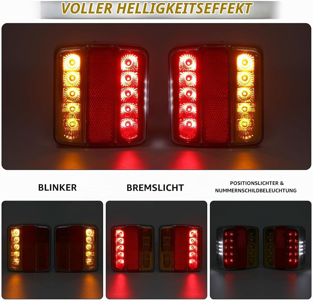 AOHEWEI LED Anhänger Rückleuchten 12V Beleuchtung Bremslichten Lkw Heckleuchte Blinklicht Hinten Was