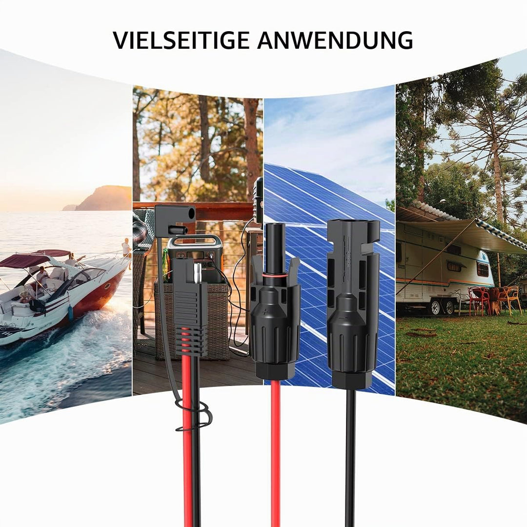 ELFCULB Solarstecker auf SAE Kabel,10AWG SAE Stecker Solarladekabel mit SAE Polaritätsumkehr Adapter