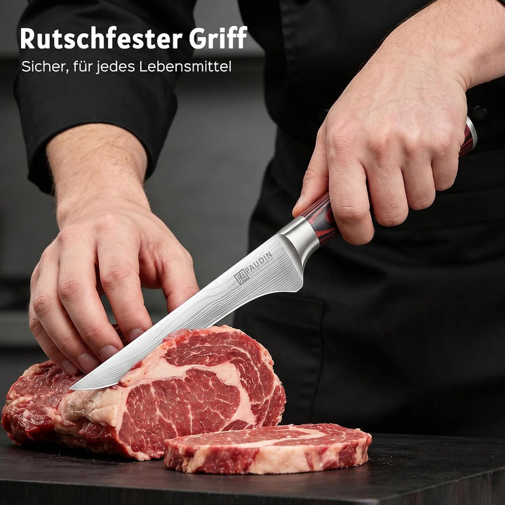 PAUDIN 15cm Filetiermesser Küchenmesser aus hochwertigem Edelstahl, Professional Kochmesser mit Scha