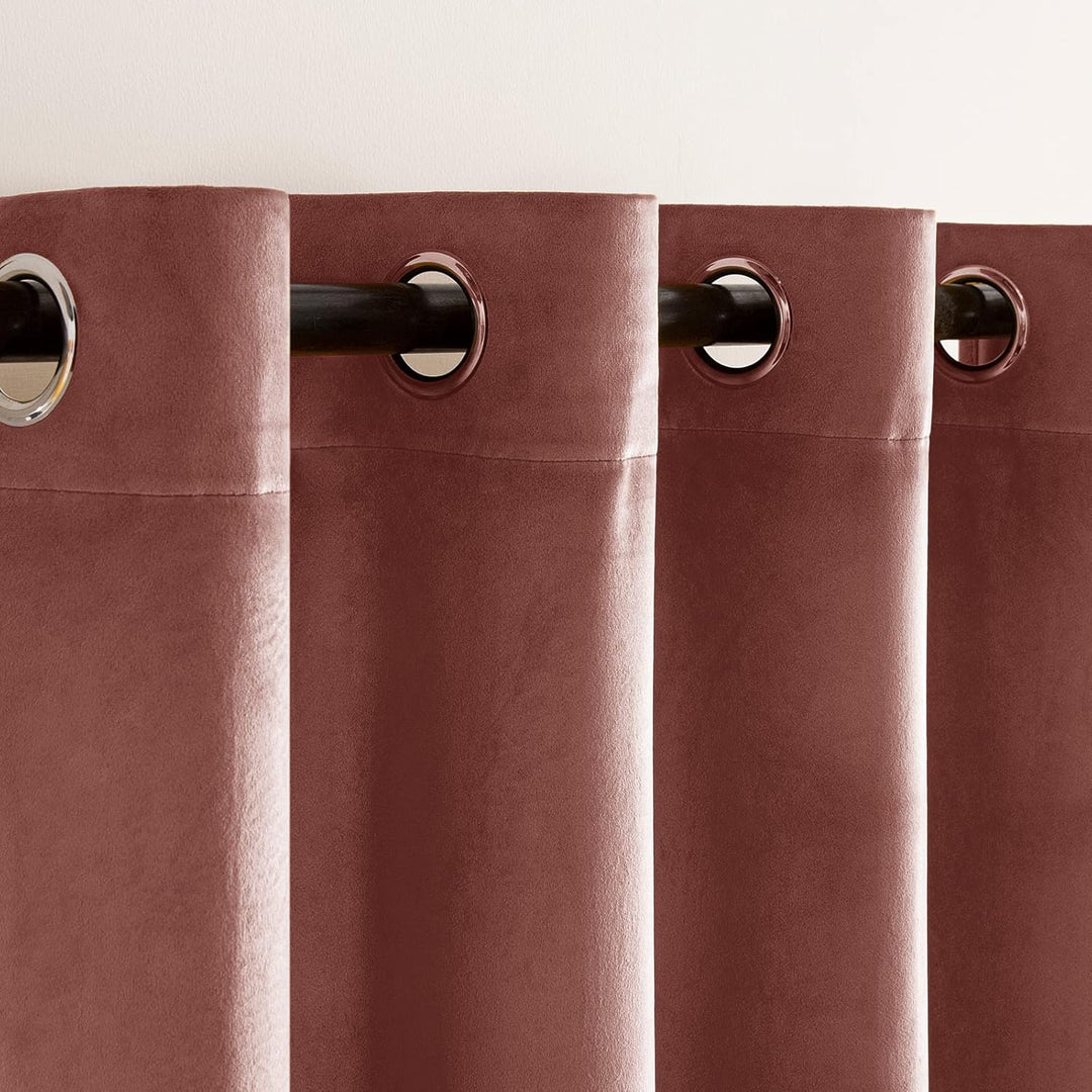 Woaboy Samtvorhänge Verdunkelungsvorhang Gardinen mit Ösen 140x225 cm Rosa | Vorhänge Samt Blickdich