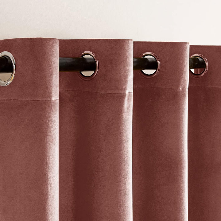 Woaboy Samtvorhänge Verdunkelungsvorhang Gardinen mit Ösen 140x225 cm Rosa | Vorhänge Samt Blickdich