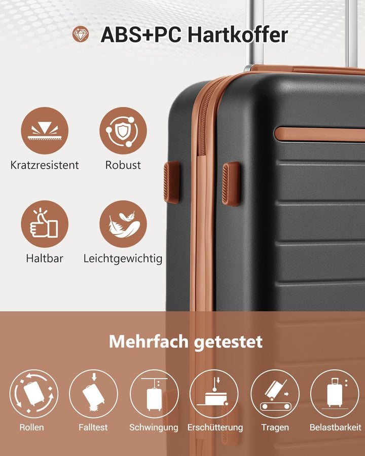 KONO Hartschalenkoffer 66.5x45.5x25cm, 61L Mittelgross Koffer für Business und Kurzreise für Paare,