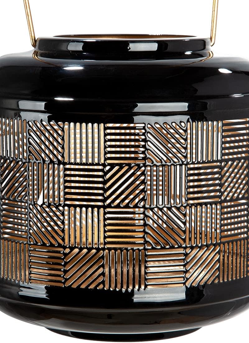 Casablanca Windlicht Laterne - mit Griff - Höhe 23,5 cm Höhe 23,5 cm Goldfarben, Schwarz, Höhe 23,5