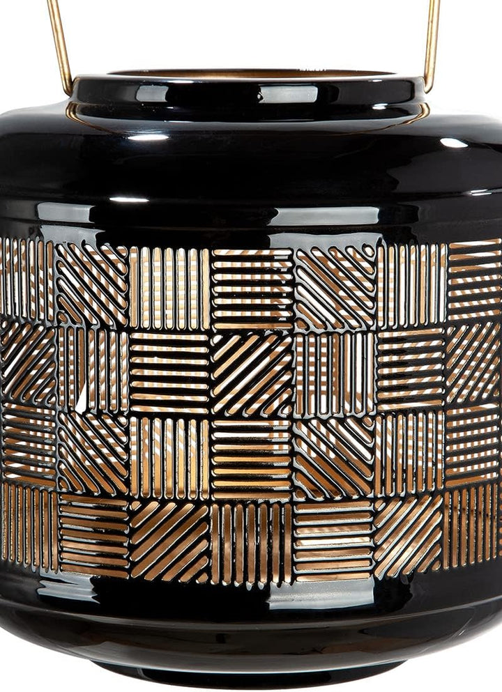 Casablanca Windlicht Laterne - mit Griff - Höhe 23,5 cm Höhe 23,5 cm Goldfarben, Schwarz, Höhe 23,5