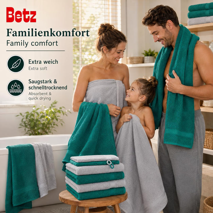 Betz 10-TLG. Handtuch-Set Premium 100% Baumwolle 2 Duschtücher 4 Handtücher 2 Gästetücher 2 Waschhan