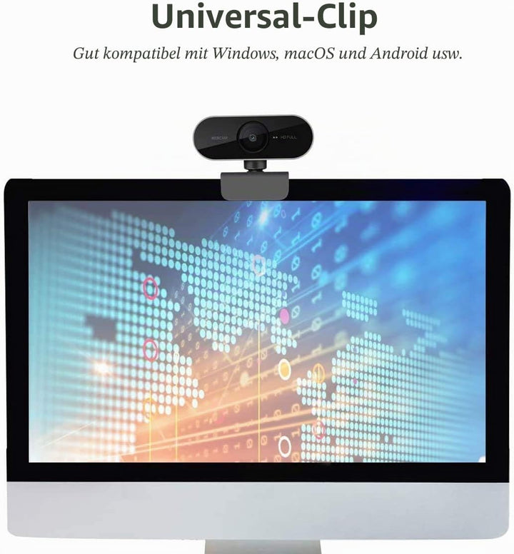 Webcam mit Mikrofon und Stativ, 1080P Webcam für PC Laptop Desktop, USB Computer Kamera für Videoanr