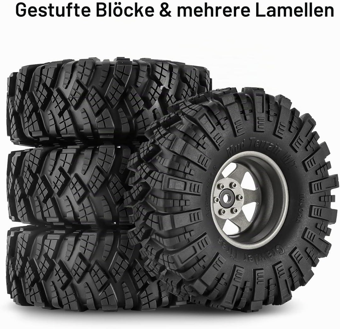 INJORA 1.9 Schlamm Reifen Sat Offset -8.9mm Beadlock Felge für 1/10 RC Crawler Auto Axial SCX10 9004