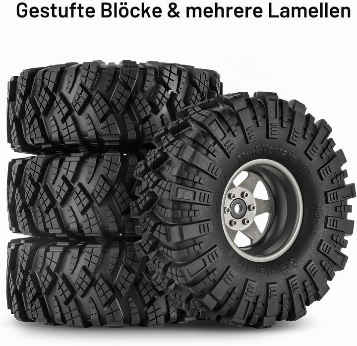 INJORA 1.9 Schlamm Reifen Sat Offset -8.9mm Beadlock Felge für 1/10 RC Crawler Auto Axial SCX10 9004