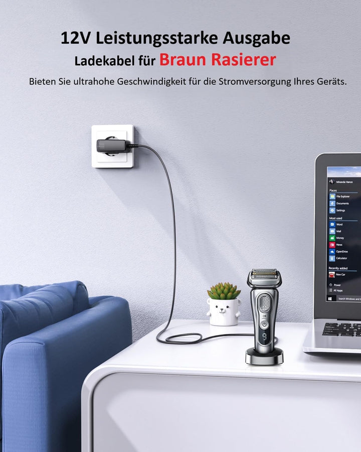 12V Kabel Passend für Braun Rasierer Ladekabel Series 9 7 5 3 S3 S5 9 pro 8 6 1 5544 5542 XT5 Body B