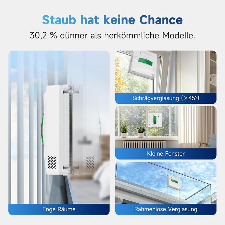 Fmart W8 fensterputzroboter mit sprühfunktion, 8000 Pa Saugkraft und Kantenerkennungstechnologie, Au