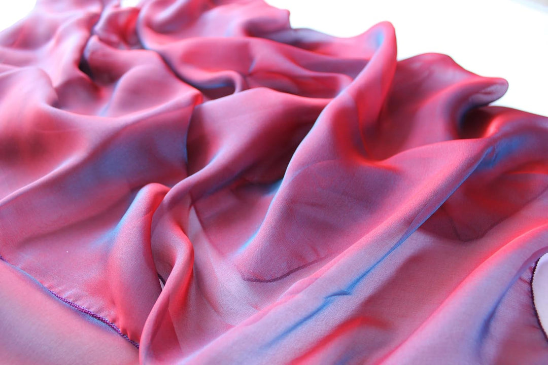 Prettystern Damen Unifarbe Seidentaft 100% Chiffon Seide festlich Stola Schultertuch Schal für Abend