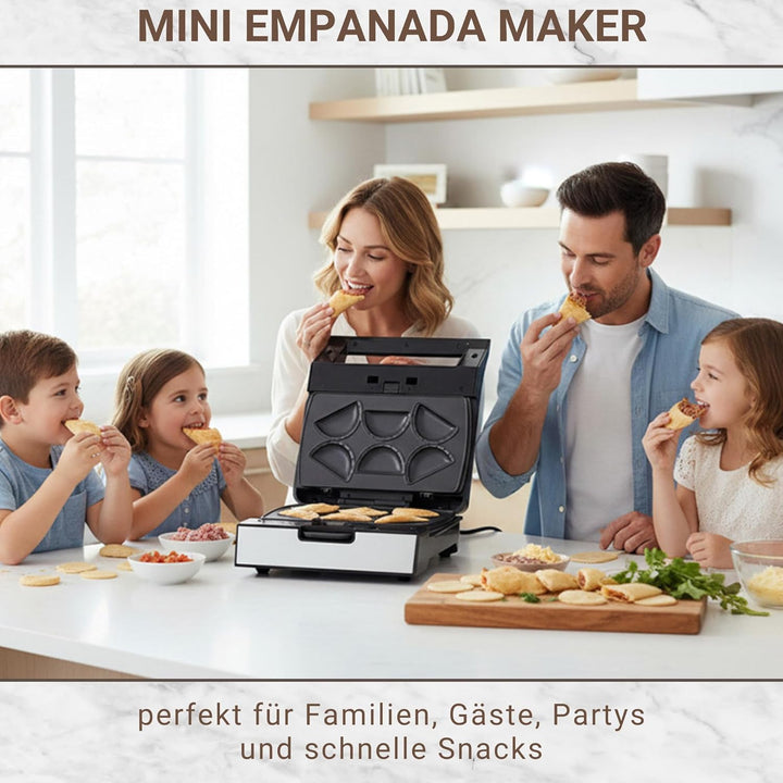 Syntrox Mini Empanada Maker mit Wechselplatten, Edelstahl, schnelles Aufheizen, Antihaftbeschichtet,