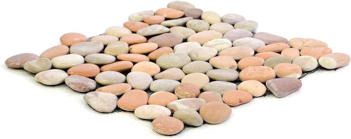 DIVERO 11 Fliesenmatten aus Naturstein Flussstein Mosaikfliesen verschiedene Naturtöne á 32 x 32 cm