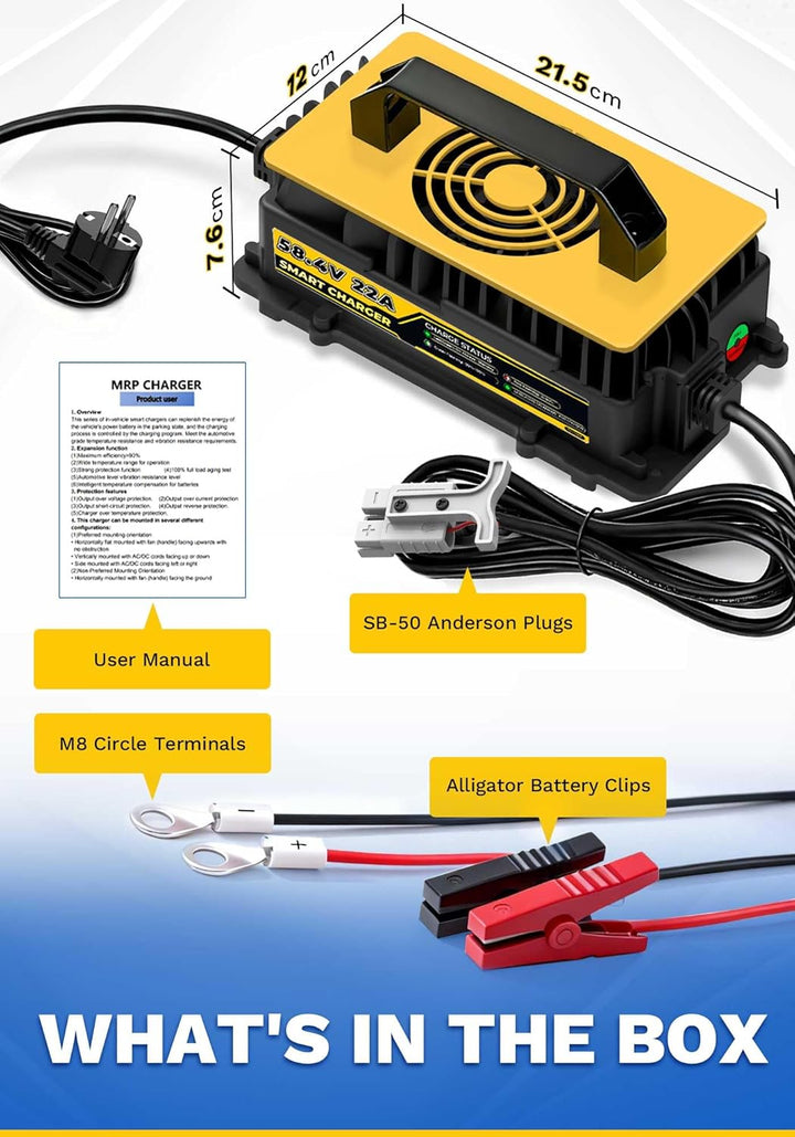 58,4V 22A LiFePO4 Lithium Batterie Ladegerät für 48V(51,2V) Lithium Eisenphosphat, Ladegerät für Lit