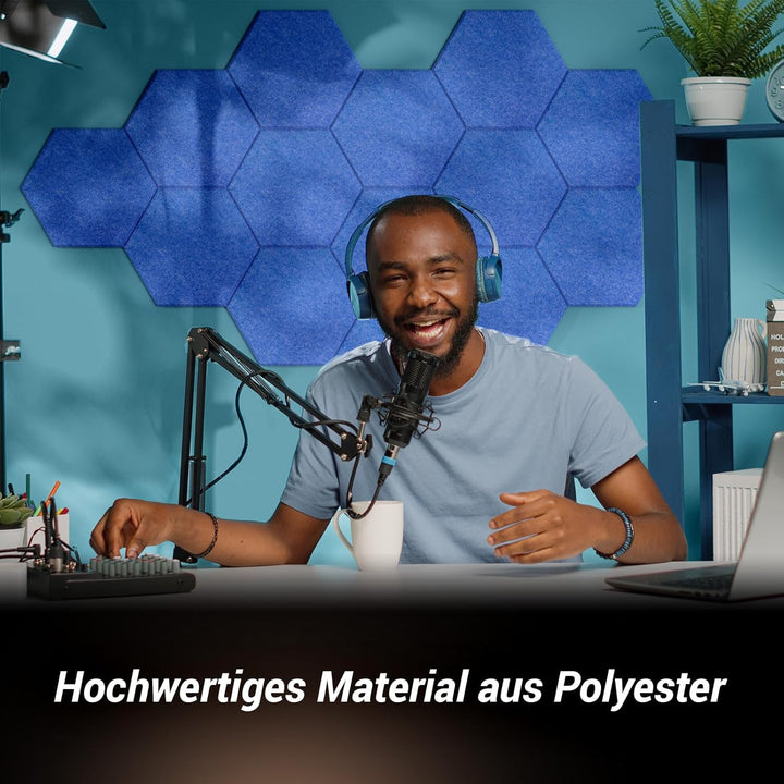 Hexagon Akustikplatten selbstklebend 12/18St. TONOR Schallabsorber Schallschutz mit Hochdichte Wandf