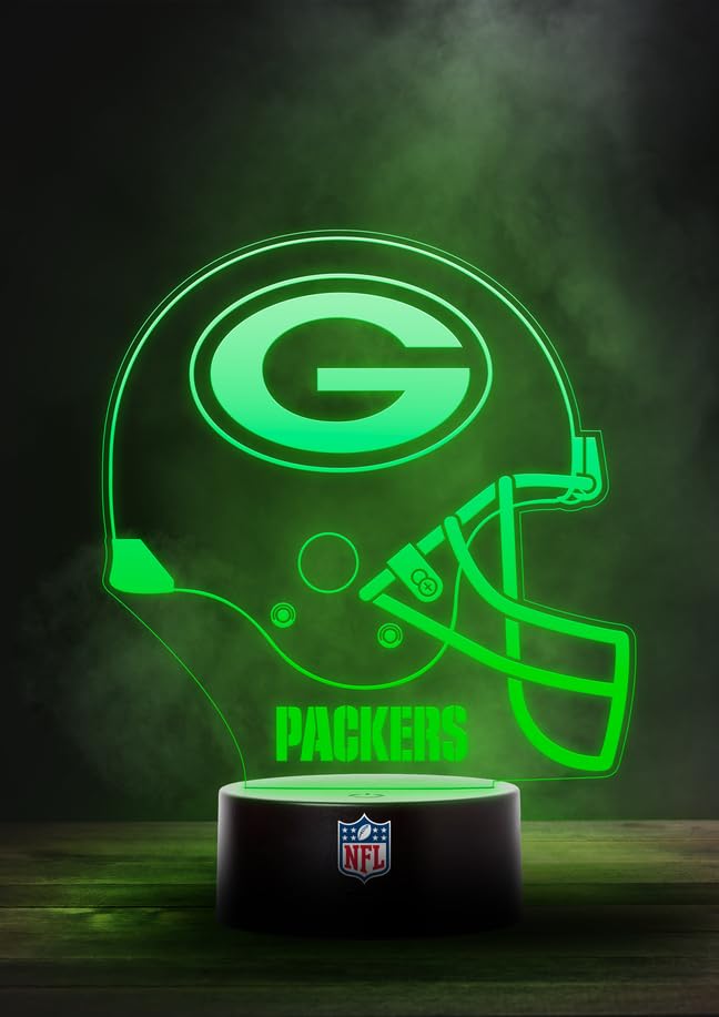 Green Bay Packers NFL LED Lampe Licht Logo Helm, Wechselmodus mit 6 unterschiedlichen Farben