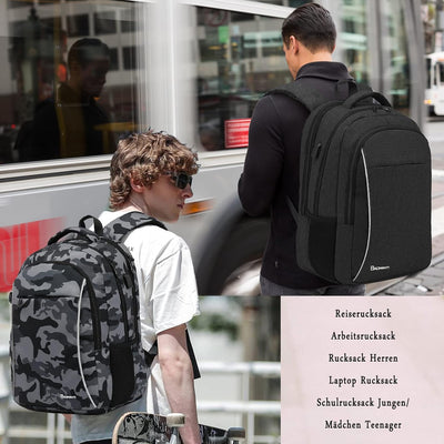 BAOMANYI Rucksack Herren, Schulrucksack Jungen Teenager Grosser Laptop 17 Zoll Arbeit Business Wasse