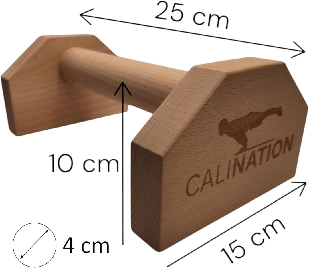 Calination® Parallettes aus Buchenholz – Profi Liegestützgriffe & Handstandtrainer – Rutschfest, erg