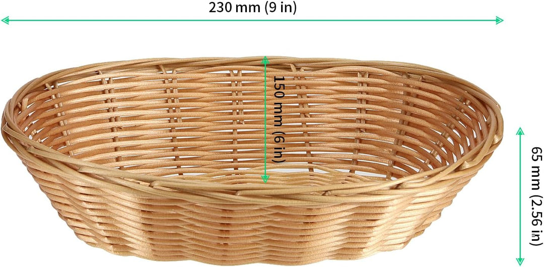 FUNSUEI 18er Set Brotkorb Oval Kunststoff, Brötchenkorb Brotkörbchen aus Plastik, 23 x 15 x 6,5cm Br