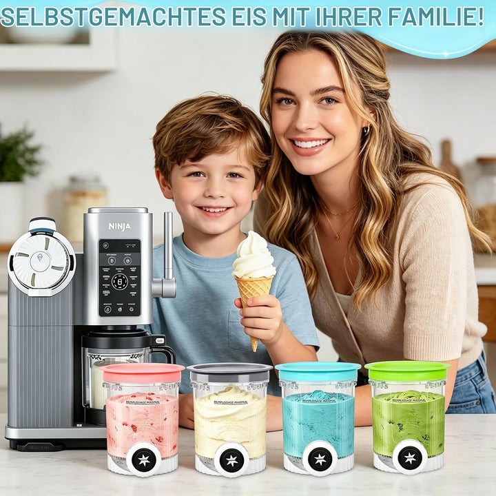4er Set Behälter für Ninja Creami Swirl NC700 NC701EU, 480 ml Eisbehälter Ersatzbehälter mit farbige