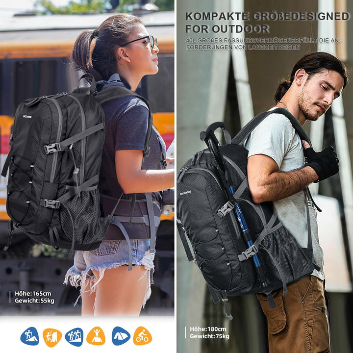 Wanderrucksack Herren Damen 40L Ultraleichter Faltbarer Rucksack Wasserdichter Reiserucksack Trekkin