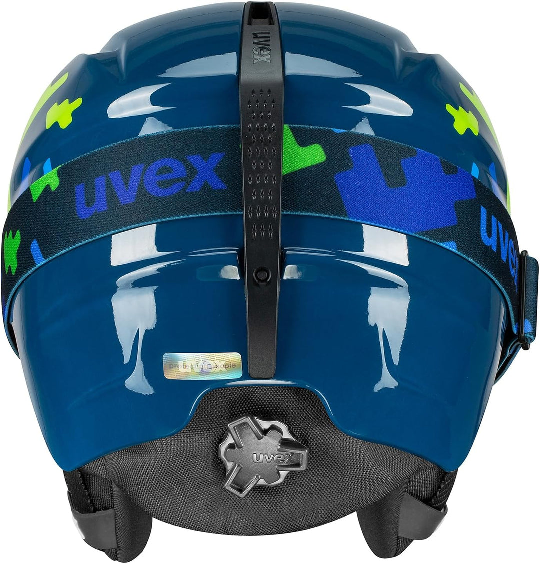 uvex Unisex Kinder S56s317 Skihelm &amp; Skibrille Single 46-50 cm blue puzzle, Single 46-50 cm blue puz